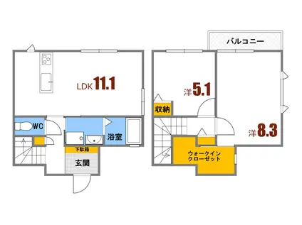 マグノリア(2LDK/1階)の間取り写真