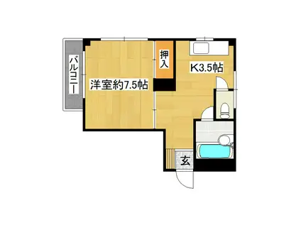 キネヤビル(1K/3階)の間取り写真