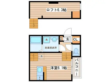 ユナプレイス弓ノ町(1K/1階)の間取り写真