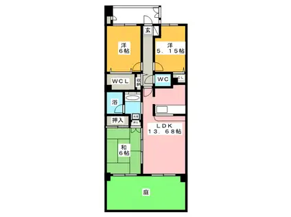 クレストフォルム市川南ウッドスクエア(3LDK/1階)の間取り写真