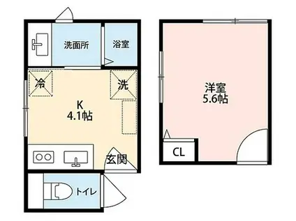 BOハイツ(ワンルーム/2階)の間取り写真