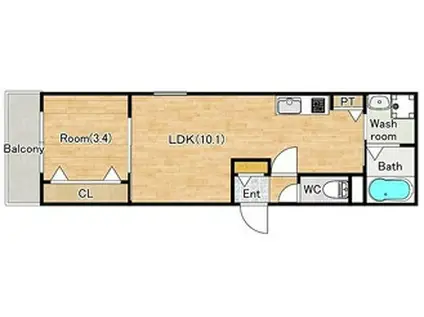 ジーメゾン泉が丘ミライ(1LDK/3階)の間取り写真