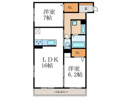 グラン シャリオ(2LDK/3階)の間取り写真