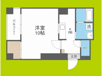 リッツ2番館(1K/2階)の間取り写真