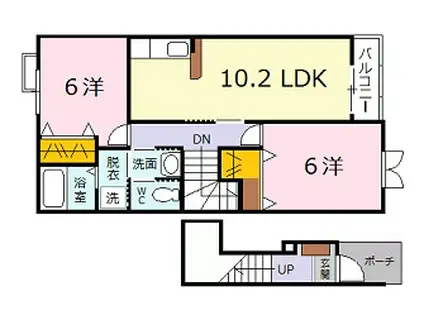 セレーノA(2LDK/2階)の間取り写真