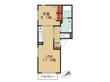 ラフィーヌ幸(1LDK/3階)の間取り写真