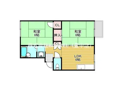 第二三賀ハウス(2DK/2階)の間取り写真