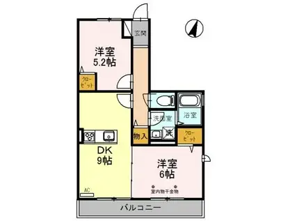 フルール(2DK/3階)の間取り写真