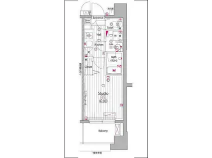 ガーラ・ステーション横濱馬車道(1K/2階)の間取り写真