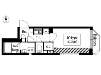 ザルームズ武蔵小山 THEROOMS武蔵小山(1K/4階)の間取り写真