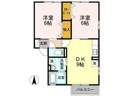 メゾンラピス(2DK/2階)の間取り写真