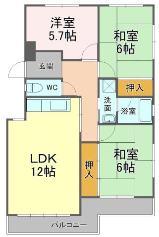 ヴィレッジカミアシ(3LDK/2階)の間取り写真