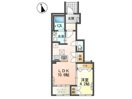 阿見町阿見アパート(1LDK/1階)の間取り写真