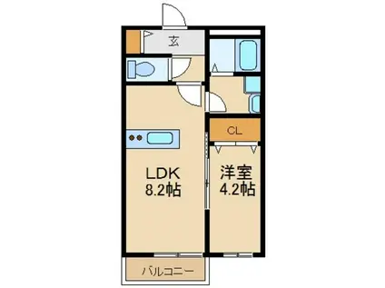 オレンジブーケE棟(1LDK/2階)の間取り写真