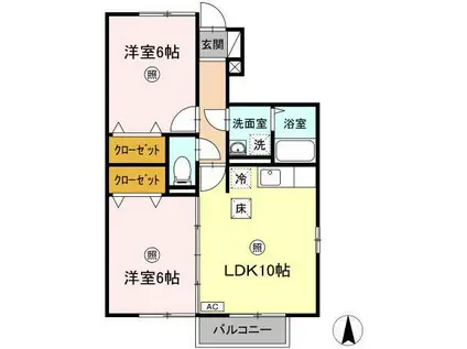 アミティ(2LDK/1階)の間取り写真