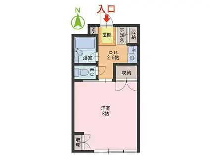 シルクパレス(1DK/1階)の間取り写真