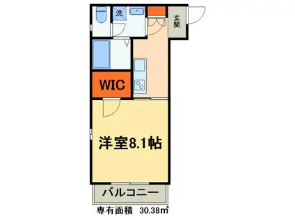 グランヒル・小松(1K/1階)の間取り写真