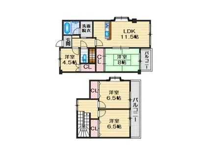 イーストヴィレッジ宮の前(4LDK/5階)の間取り写真