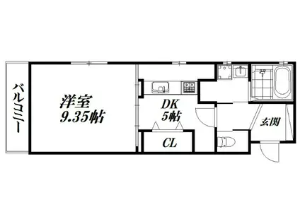 ル・リオン葵東A棟(1DK/1階)の間取り写真