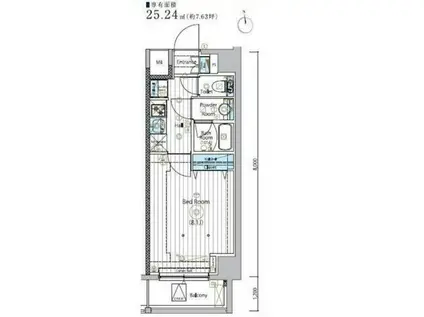 MAXIV浅草MIRAIS(1K/8階)の間取り写真