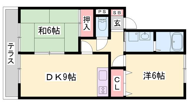 シャトーKANAHO(2DK/1階)の間取り写真