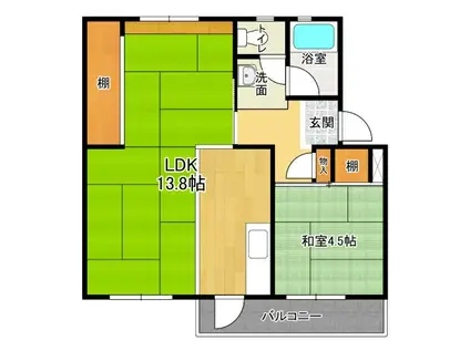 有野団地(1LDK/5階)の間取り写真