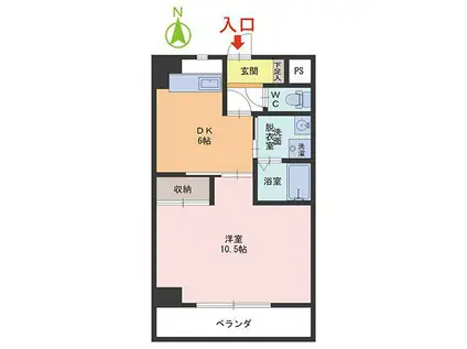 リバティ大和田(1DK/3階)の間取り写真