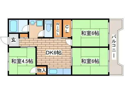 ビレッジハウス港島タワー(3DK/8階)の間取り写真