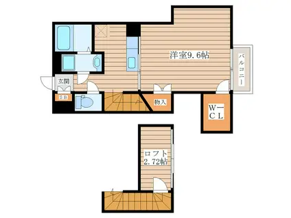 エスポワールシャトー愛子V(1K/2階)の間取り写真