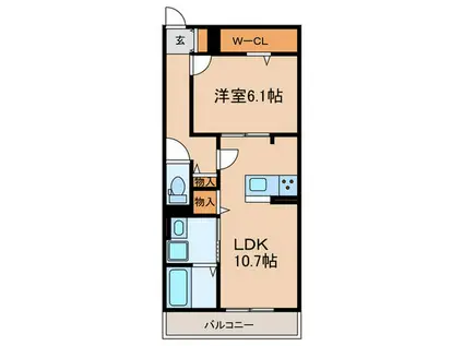 NOBLE TERRACE中山手(1LDK/2階)の間取り写真