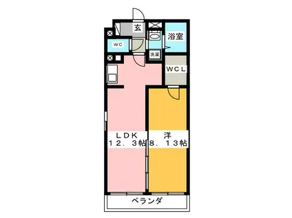 グランドアプティー(1LDK/1階)の間取り写真