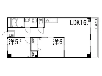 カーネ播磨町(2LDK/1階)の間取り写真
