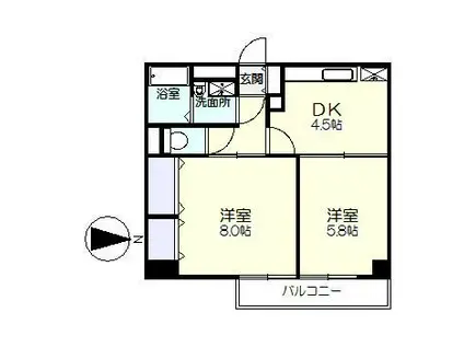 第2ロイヤルシラコ(2K/9階)の間取り写真