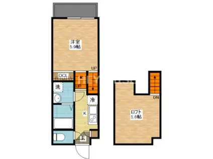 デ・クメール矢上(1SK/1階)の間取り写真