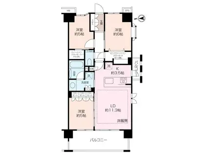 ヴェレーナグラン横濱上大岡(3LDK/3階)の間取り写真