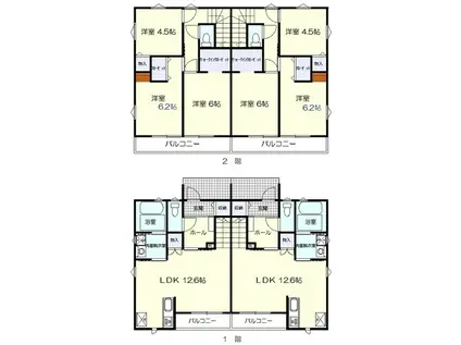 リッチヒルズ前九年 F棟(3LDK/1階)の間取り写真