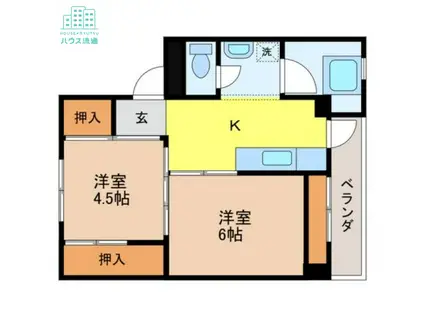 ビレッジハウス琴海I(2K/4階)の間取り写真