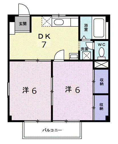 サンパレス淀川A(2DK/2階)の間取り写真