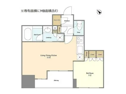 クレストコート日本橋人形町(1LDK/11階)の間取り写真