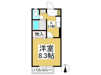 シティハイム B棟(1K/2階)の間取り写真