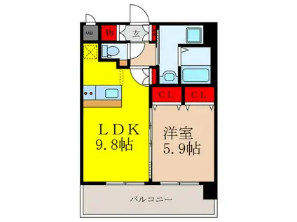 スプランディッド江坂駅前(1LDK/10階)の間取り写真