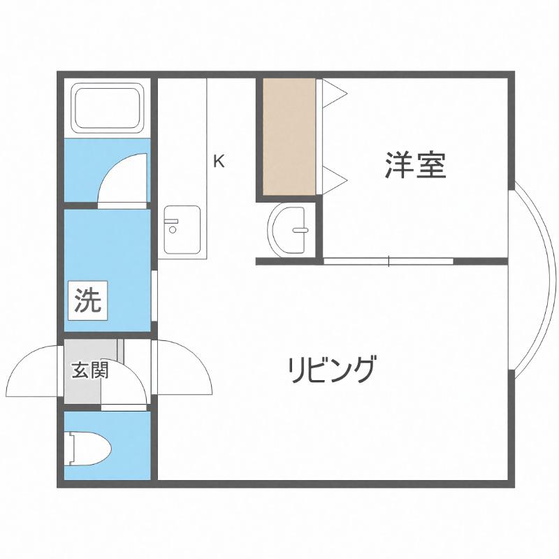 アークコート豊平III(1LDK/2階)の間取り写真