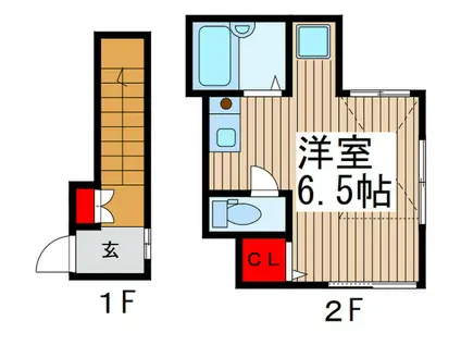 サンハイツ五番館(ワンルーム/2階)の間取り写真