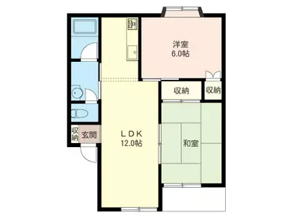 グランドール A(2LDK/1階)の間取り写真