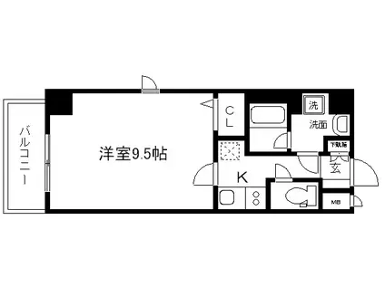 アスヴェル京都二条駅前II(1K/3階)の間取り写真