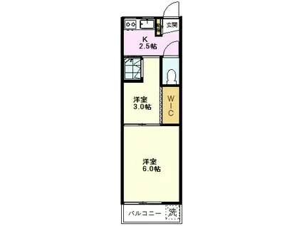 グリンコート国立A(2K/2階)の間取り写真