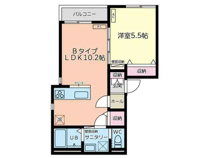 マモール川崎都町(1LDK/2階)の間取り写真