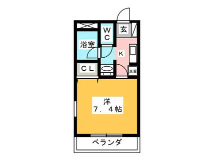 ベルヴィル茅ケ崎(1K/6階)の間取り写真