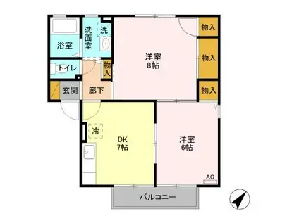 オリゾン(2DK/2階)の間取り写真