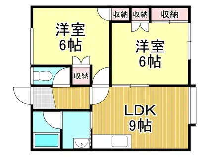 コミカルタイツ気象庁3(2DK/2階)の間取り写真